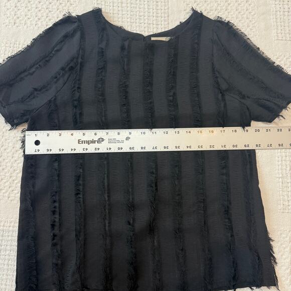 Anthropologie Everleigh medium sheer fringe fray feathered top TB 2684 - Picture 4 of 9